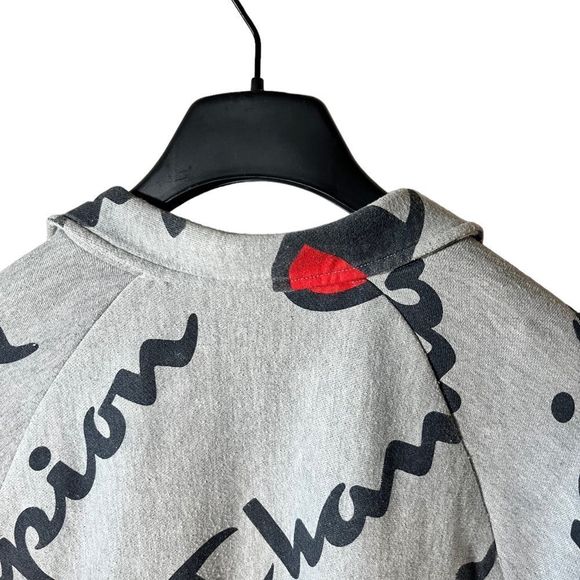 Vintage Champion Large Allover Print Spell Out Reverse Weave Sweatshirt Jacket - Picture 3 of 7